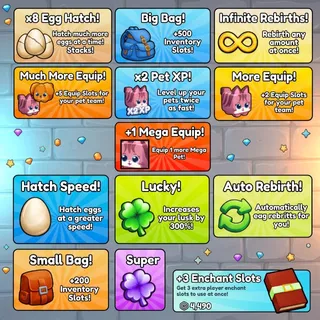 Clicker Simulator _  All gamepasses  (15 gamepasses) +  Secret Hunter + Magic Eggs 