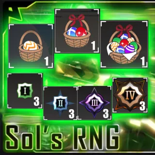 Sol's RNG 2026 egg basket vol1 + vol2 + vol3 + x3 alpha + x3 Beta + x3 Gamma + x3 delta