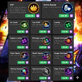 Anime Warriors III - All GamePasses + VIP + Extra Equip