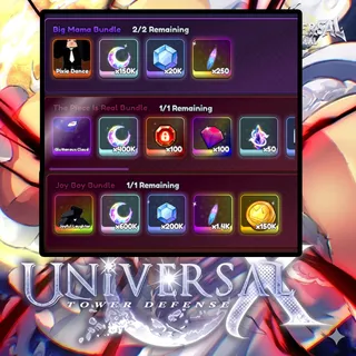 Universal Tower Defense X - 2 Big Mama Bundle +  Joy Boy Bundle + The Piece is real Bundle