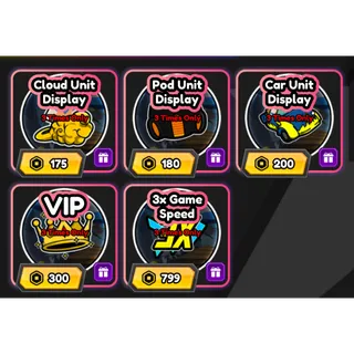 All Star Tower Defense - Cloud unit Display + Pod unit Display + Car unit Display + VIP + 3x game speed