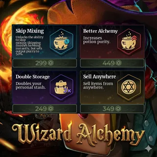Wizard Alchemy - All gamepasses ( Skip Mixing + Better Alchemy + Double Storage + Sell anywhere )