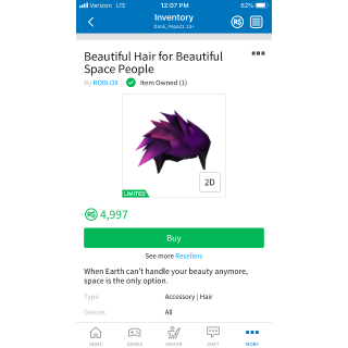 Accessories Space Hair In Game Items Gameflip - roblox inventory mobile