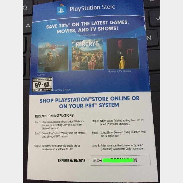 20 Playstation store PSN discount code PlayStation