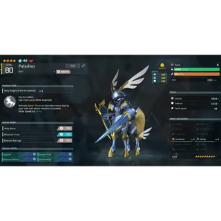 Palworld - Paladius (4Star)(LV80)(IV Max)(Max Atk, HP, DEF)(God 4 Passive)