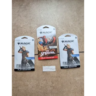 3 Magic The Gathering Play Boosters - 2 Final Fantasy Booster + 1 Spiderman Booster