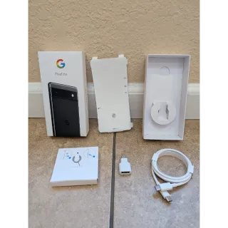 Google Pixel OEM Cable, USB Adapter, Sim Card Tool, Box for Pixel 6a Black