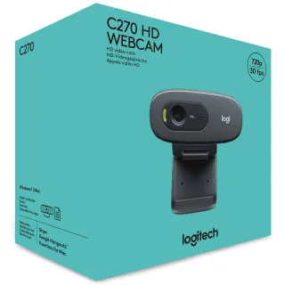 Logitech C270 HD Webcam HD 720p Widescreen HD Video Calling Noise-Reducing Mic - Black