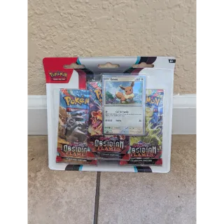 Pokémon TCG - Trading Card Game: Scarlet & Violet: Obsidian Flames 3 Booster Pack Blister - Eevee Foil Card