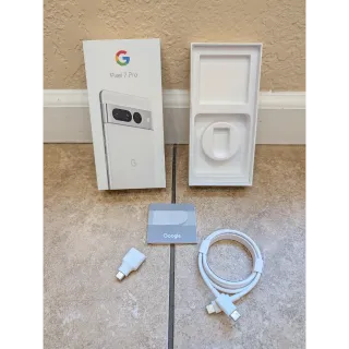 Google Pixel OEM Cable, USB Adapter, SimTool, Box for Pixel 7 Pro White