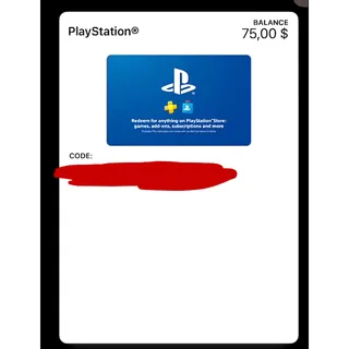$75.00 USD PlayStation Store