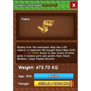 GIGANTIC COLOSSAL SAND SNAKE 473.70 KG | AGE 500