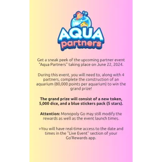 Aqua Partners Pre-Order Monopoly Go 4 Slots