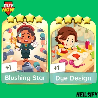 Blushing Star + Dye Design Monopoly Go Bundle Gold Card