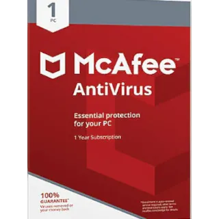 McAfee Anti Virus 1 Year Subscription Key for 1 PC Global Instant Delivery
