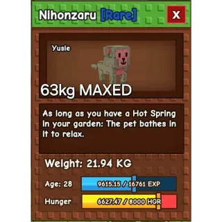 HUGE NIHONZARU (63kg When Maxed) Grow A Garden)