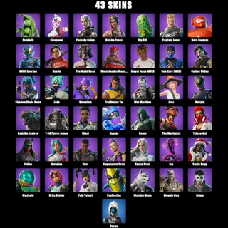Fortnite Account 43 Skins: Peabody | Gwenpool | Cassidy Quinn | Keisha Cross | Big Dill | Captain Jones | Hero Baymax...
