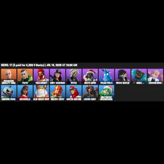 Fortnite Account 17 Skins: Paradigm (Reality-659) | Twyn | Yulejacket | Ruby Shadows | Bytes | Santa Dogg | Polar Peely...