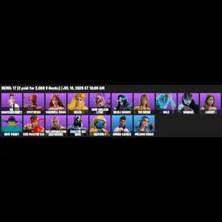 Fortnite Account 17 Skins: Dr. Doofenshmirtz | Synthesis | Chappell Roan | Soleil | Void Walker Lynx | Skull Raider...