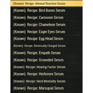 Serum Mutation Recipe Bundle (All 19 Serum Recipes) (Plans)