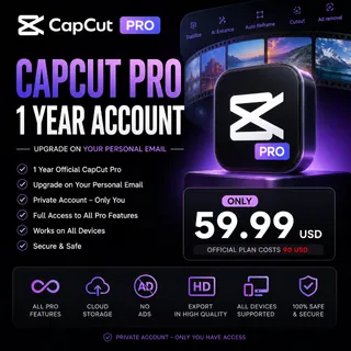 CapCut Pro 1 Year – Personal Account Upgrade | Official Premium | $59.99