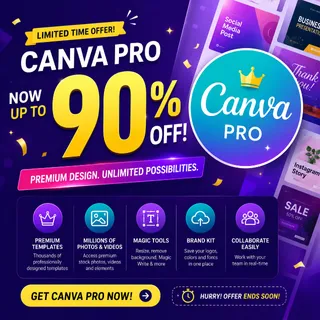 Canva Pro 12 Months ( Upgrade Your Own Account ) +90% OFF