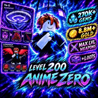 200 LVL ACCOUNT 8.8M+ GOLD 270K+ GEMS - Anime Zero