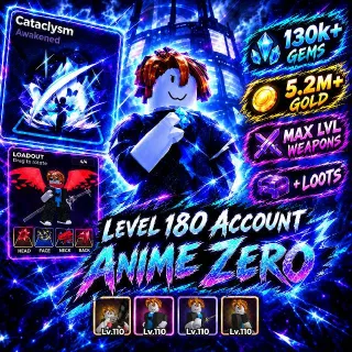 180+ LVL ACCOUNT 5.2M GOLD 130K+ GEMS - Anime Zero