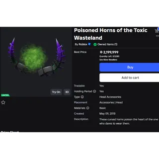 Poisoned Horns of the Toxic Wasteland Roblox Limited Part 1