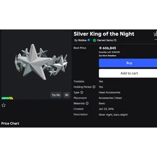 Silver King of the Night Roblox Limited
