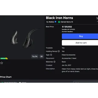 Black Iron Horns Roblox Limited
