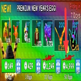 50X PREMIUM NEW YEAR EGG - GROW A GARDEN