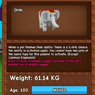 NIGHTMARE CARNIVAL ELEPHANT 60KG - GROW A GARDEN