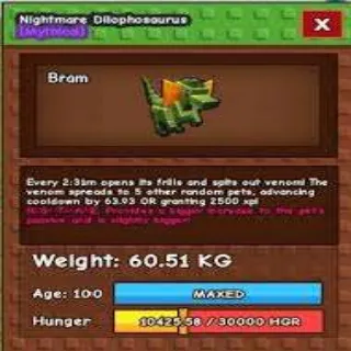 NIGHTMARE DILO 60KG - GROW A GARDEN