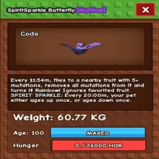 SPIRITSPARKLE BUTTERFLY 60KG - GROW A GARDEN