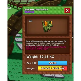 Nightmare huge DIlophosaurus 39+kg