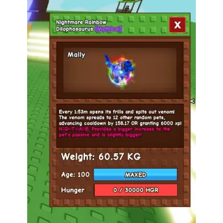 60.57KG Nightmare Rainbow Hatch Dilophosaurus