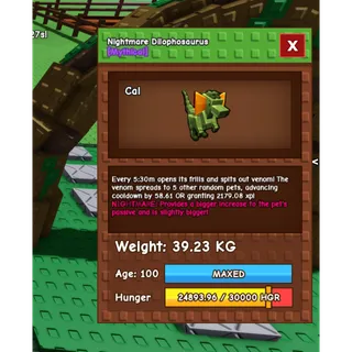 Nightmare huge DIlophosaurus 39+kg