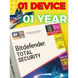 Bitdefender Total Security  1 Devices 1 Year  2024 ,  KEY