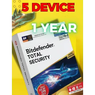 Bitdefender Total Security 5 Devices 1 Year  2024 ,  KEY