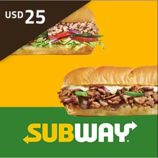 US$25 Subway Gift Card - USA ONLY - Exp. 12/30/9999 (UTC)