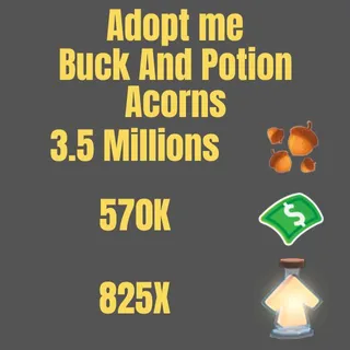 3.5 Million Acorns And 570K Bucks And 825X Potion And Random Pets Egg -  Adopt me