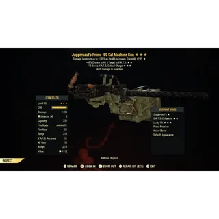 Juggernaut's 50C 15R .50 Cal Machine Gun JUG50C15R | Max Level 45 | Fast Delivery