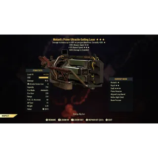 Mutants 25FFR 15R Ultracite Gatling Laser M2515 | Max Level 45 | Fast Delivery