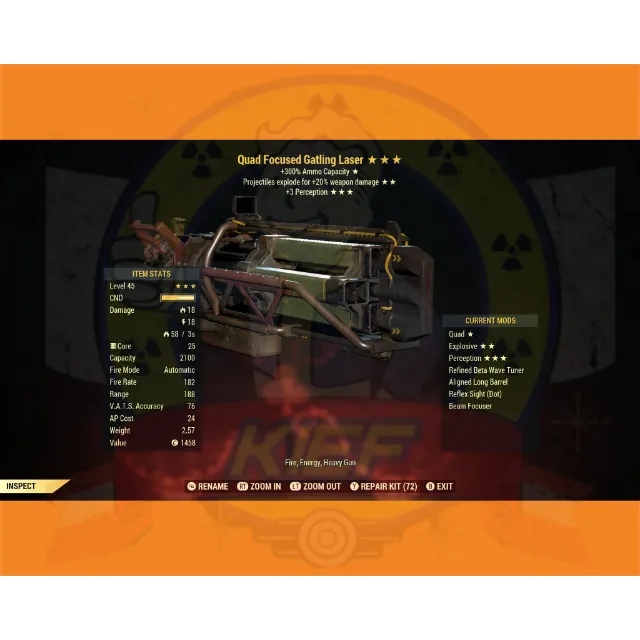 ⭐️⭐️⭐️💎💥Quad Explosive Gatling Laser💥💎⭐️⭐️⭐️ - Fallout 76 Game Item ...