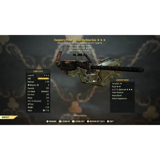 Vampire’s 25% Faster Fire Rate 35AP .50 Cal Machine Gun V25FFR35 | Heavy Gunner Build | Max Level 45 | Fast Delivery