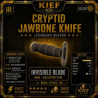 Invisible Cryptid Jawbone Knife | Rare Collector Item | Level 50 | Xbox Fast Delivery