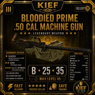 Bloodied Prime .50 Cal Machine Gun B/25FFR/35AP | Max Level 45 | Xbox Fast Delivery