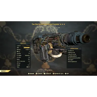 Two Shot Explosive +15 Bonus V.A.T.S. Critical Charge Cryolator TSE15V | Max Level 45 | Fast Delivery