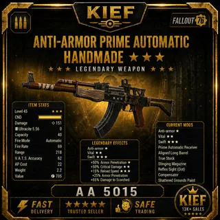 Anti-Armor Prime Automatic Handmade AA/50C/15R | Max Level | Fast Delivery